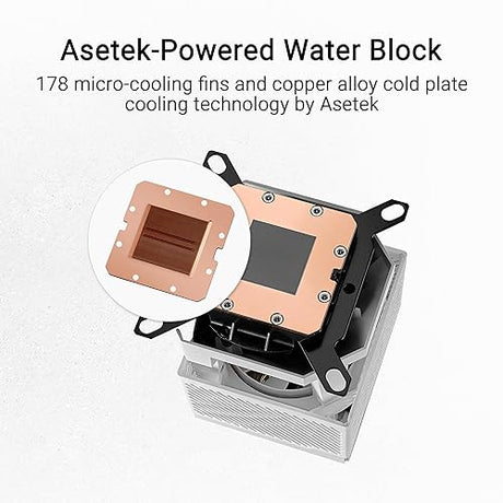 ASUS ROG RYUJIN III WB WHT CPU Water Block - Intel® LGA 1700, 1200, 115X - AMD Socket AM4, AM5 – Asetek Copper Cold Plate – White – 178 Micro-Cooling Fins – 3.5 Inch Full Color LCD Display