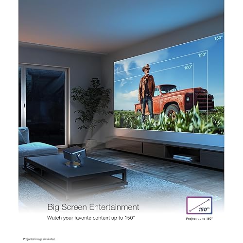 Epson EpiqVision Mini EF22 Portable Smart Laser Projector, Bright 1,000 Lumens, FHD 1080p HDR, 3-Chip 3LCD, Google TV, Netflix, Swivel Stand, Stereo Speakers, Backyard/Home Theatre, Stone Blue