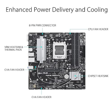 ASUS Prime A620M-A-CSM AMD AM5(Ryzen 7000) mATX Commercial Motherboard (PCIe 4.0, DDR5,2xM.2 Slots, 1Gb LAN,DisplayPort/HDMI,USB 3.2 Gen 1 Ports, Front USB Type-C, BIOS Flashback, RGB Header,ACCE)