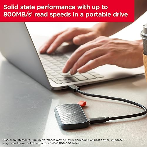 SanDisk 1TB Portable SSD - Up to 800MB/s, USB-C, USB 3.2 Gen 2, Updated Firmware - External Solid State Drive - SDSSDE30-1T00-G26 New Generation 1TB Black