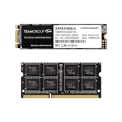 TEAMGROUP MS30 512GB TLC M.2 2280 SATA III SSD Read/Write 530/430 MB/s TM8PS7512G0C101 Bundle with Elite SODIMM DDR3 8GB 1600MHz CL11 Lapktop Memory TED3L8G1600C11-S01