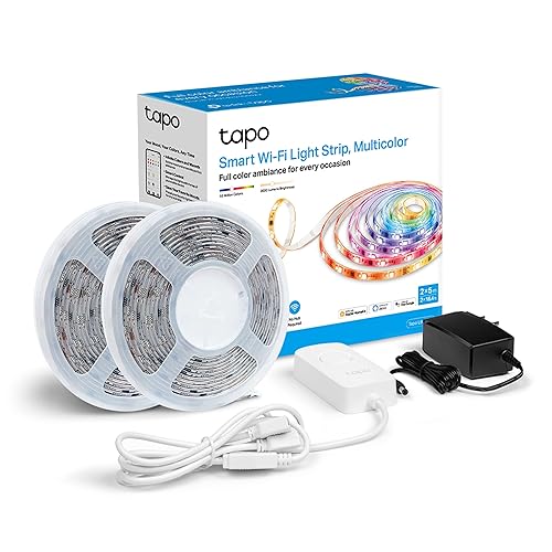 TP-Link Tapo RGBWIC Smart LED Light Strip 1000 Lumens, 32.8ft(2 Rolls of 16.4ft), Works w/ Apple HomeKit/Alexa/Google Home, 16M Dimmable Colors, Sync-to-Sound, IP44 PU Coating (Tapo L930-10)