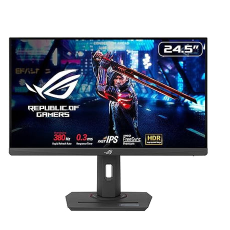 ASUS ROG Strix 25” (24.5” viewable) Esports Gaming Monitor (XG259QNS) - Full HD, 380Hz, 0.3ms, Fast IPS, Extreme Low Motion Blur Sync, FreeSync Premium, DisplayWidget, USB-C, Ergonomic, 3 yr Warranty