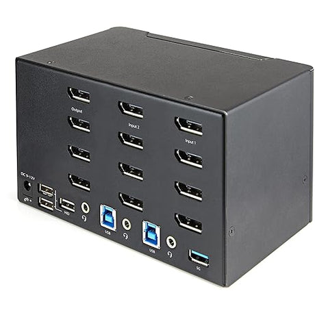 StarTech.com 2 Port Quad Monitor DisplayPort KVM Switch - 4K 60Hz UHD HDR - Desktop 4K DP 1.2 KVM with 2 Port USB 3.0 Hub (5Gbps) & 4X USB 2.0 HID Ports, Audio - Hotkey Switching - TAA (SV231QDPU34K)