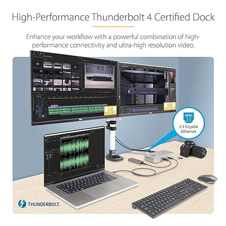 StarTech.com Thunderbolt 4 Multi-Display Docking Station, Quad/Triple/Dual Monitor Dock, 2X HDMI/2x DP, 7X USB Hub, 2.5Gb Ethernet, 98W PD