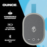 Skullcandy Ounce Wireless Bluetooth Speaker - IPX7 Waterproof Mini Portable Speaker with 16 Hour Battery, Downward Firing Passive Radiator, and Ballistic Nylon Carry Strap Grey