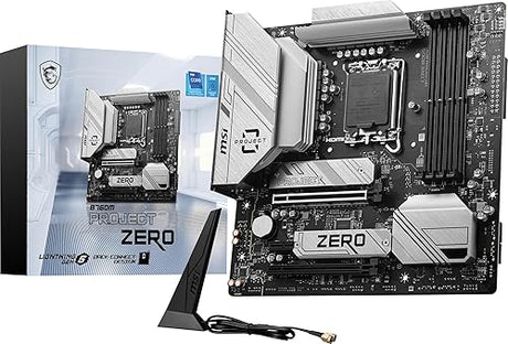 MSI B760M Project Zero Gaming Motherboard (Support 14th/13th/12th Gen Intel Processors, LGA 1700, DDR5, PCIe 5.0, M.2 Slots, 2.5Gbps LAN, USB 3.2 Gen2, Wi-Fi 6E, mATX) B760M PROJECT ZERO mATX