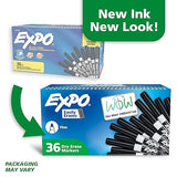 EXPO Dry Erase Markers, Low Odour Ink, Black, Fine Tip, 36 Count