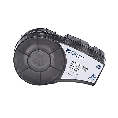 Brady Authentic (M21-11-427) Pre-Sized Self Laminating Vinyl Wraps for Data/Telecomm, Lab, and Wire/Cable, Black on White Material - Designed for M210, M210-LAB, and M211 Printers, 0.75 H x 0.5 W