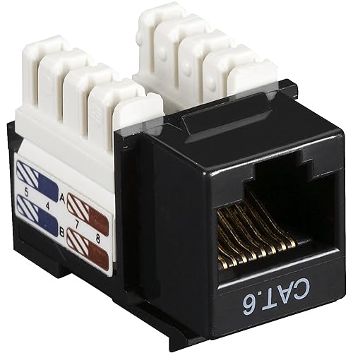 Black Box Cat6 Value Line Keystone Jack, Black, 25-Pack
