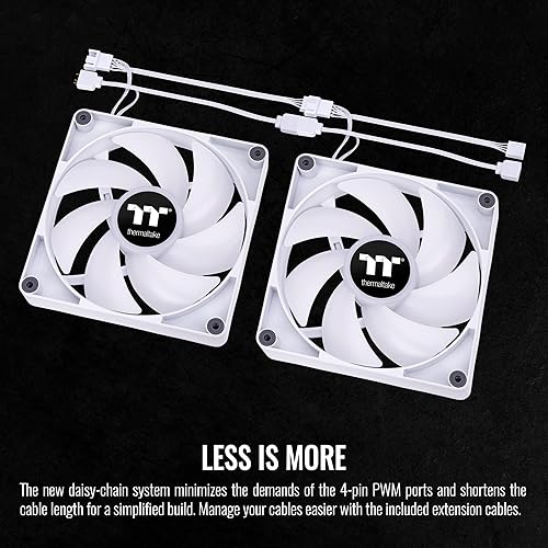 Thermaltake CT120 ARGB Sync PC Cooling Fan White (2-Fan Pack), 5V Motherboard Sync, 16.8 Million Colors 9 Addressable LEDs, 120 mm Hydraulic Bearing Case/Radiator Fan, CL-F153-PL12SW-A ARGB 120mm White