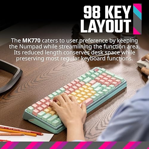 Cooler Master MK770 Macaron Teclado mecánico inalámbrico RGB para Juegos, Kailh Box V2 interruptores Blancos, Estructura de Junta, Intercambiable en Caliente, Bluetooth|2.4GHz, Esfera táctil de 3