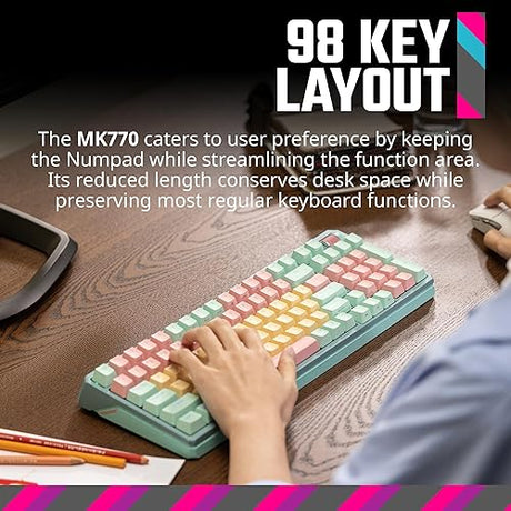 Cooler Master MK770 Macaron Teclado mecánico inalámbrico RGB para Juegos, Kailh Box V2 interruptores Blancos, Estructura de Junta, Intercambiable en Caliente, Bluetooth|2.4GHz, Esfera táctil de 3