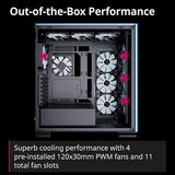 C1-R Mid-Tower ATX High Airflow PC Case, 4x120mm PWM ARGB Fan, 11 Fan Slots, 360mm Radiator Support, 5-Port PWM ARGB Hub, Back-Connect Motherboard Support, Tempered Glass Panel, ChromaFlair ChromaFlair Pre-installed ARGB fans