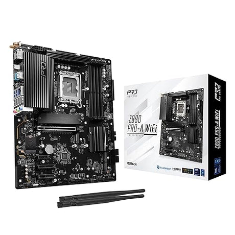 ASRock Z890 Pro-A WiFi 6E Intel Core Ultra LGA1851 RL-ILM ATX Motherboard DDR5 8666 MHz 256 GB Thunderbolt M.2 PCIe 5.0