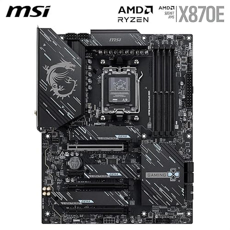 MSI X870E Gaming Plus WiFi Motherboard, ATX - Supports AMD Ryzen 9000/8000 / 7000 Processors, AM5-60A SPS VRM, DDR5 Memory Boost 8200+ MT/s (OC), PCIe 5.0 x16 & 4.0 x4, M.2 Gen5, Wi-Fi 7, 5G LAN