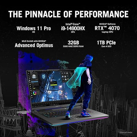 ASUS ROG Strix G16 (2024) Gaming Laptop, 16” Nebula Display 16:10 WQXGA 240Hz, GeForce RTX 4070, Intel Core i9-14900HX, 32GB DDR5, 1TB PCIe SSD, Wi-Fi 6E, Windows 11 Pro, G614JIR-XS96