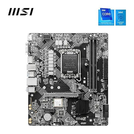 MSI PRO H610M-G WiFi Motherboard, Micro-ATX - Supports Intel Core 14th, 13th and 12th Gen Processors, LGA 1700 - DDR5 Memory Boost 5600MHz/MAX, PCIe 4.0 x16 Slot, M.2 Gen3 Slot, Wi-Fi 6E, BT 5.3