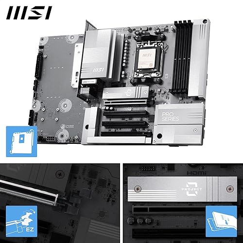 MSI PRO B850M-A WiFi PZ Motherboard, Back-Connect mATX - Supports AMD Ryzen 9000/8000 / 7000 Processors, AM5 - DDR5 Memory Boost (8200+ MT/s OC), PCIe 5.0 x16 & 4.0 x4, M.2 Gen5, Wi-Fi 7, 5G LAN
