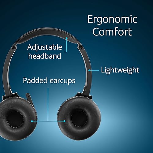 Kensington H1050 EQ Wireless Headset with Microphone, Bluetooth 5.4, ENC Microphone, Earcup Controls, Black (K80182WW) Wireless/On-ear Black