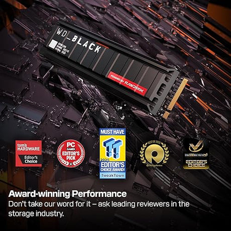 WD_BLACK SN8100 4TB NVMe SSD with Heatsink - PCIe 5.0x4, M.2 2280, Up to 14,900MB/s Read Speed, up to 11,000MB/s Write Speed, Best for AI Applications, Gaming, and Video Editing - WDS400T1XHM