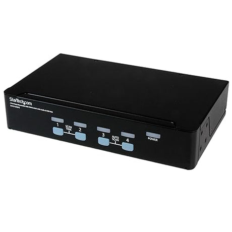 StarTech.com 4 Port Rack Mountable USB KVM Switch with Audio & USB Hub - KVM / audio / USB switch - 4 x KVM / audio / USB - 1 local user - desktop - SV431USBAE,Black USB | Audio | USB 2.0 Hub