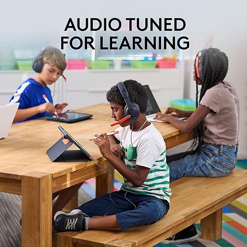 Logitech Zone Learn Wired Headsets for Learners, Comfortable and Adjustable fit for Kids, Replaceable Accessories, Mic, 3.5mm AUX and USB-C, for Windows/macOS/iPadOS/Android/Mobile
