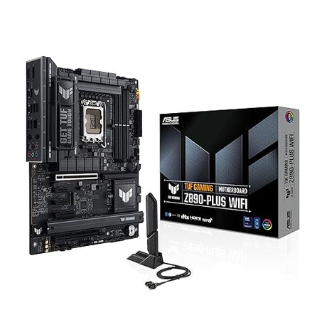 ASUS TUF Gaming Z890-PLUS WiFi Z890 LGA 1851 ATX Motherboard, Intel® Core™ Ultra Series 2 Ready, Advanced AI PC-Ready, 16+1+2+1 Stages, DDR5, PCIe® 5.0, Thunderbolt™ 4 Type-C®, 4X M.2, Wi-Fi 7, 2.5Gb