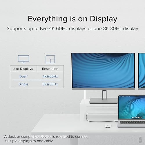 Plugable Thunderbolt 4 Cable with 240W Charging, Thunderbolt Certified, 3.3 Feet (1M),1x 8K Display, 40 Gbps, Compatible with USB4, Thunderbolt 3, USB-C - Driverless