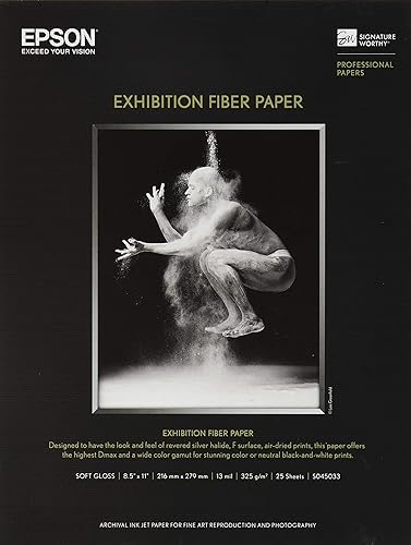 Epson Exhibition Fiber Paper, 13 Mil, 8.5 X 11, White