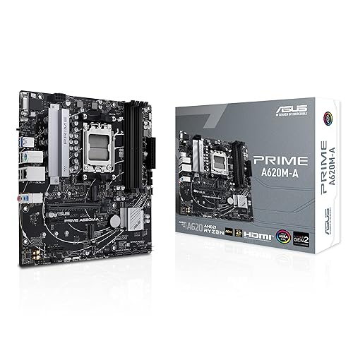 ASUS Prime A620M-A-CSM AMD AM5(Ryzen 7000) mATX Commercial Motherboard (PCIe 4.0, DDR5,2xM.2 Slots, 1Gb LAN,DisplayPort/HDMI,USB 3.2 Gen 1 Ports, Front USB Type-C, BIOS Flashback, RGB Header,ACCE)