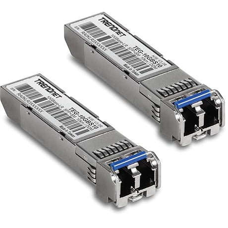 TRENDnet 2-Pack SFP to RJ45 10GBASE-LR SFP+ Single Mode LC Modules, TEG-10GBS10/2, Up to 10 km (6.2 Miles), Hot Pluggable SFP Transceivers, Duplex LC Connector, 1310nm,Lifetime Protection