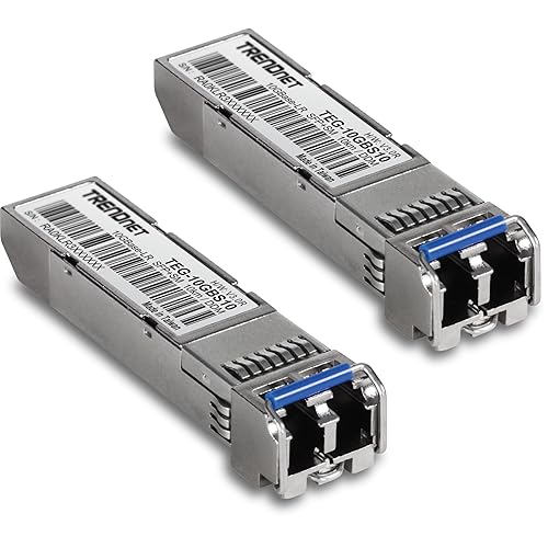 TRENDnet 2-Pack SFP to RJ45 10GBASE-LR SFP+ Single Mode LC Modules, TEG-10GBS10/2, Up to 10 km (6.2 Miles), Hot Pluggable SFP Transceivers, Duplex LC Connector, 1310nm,Lifetime Protection