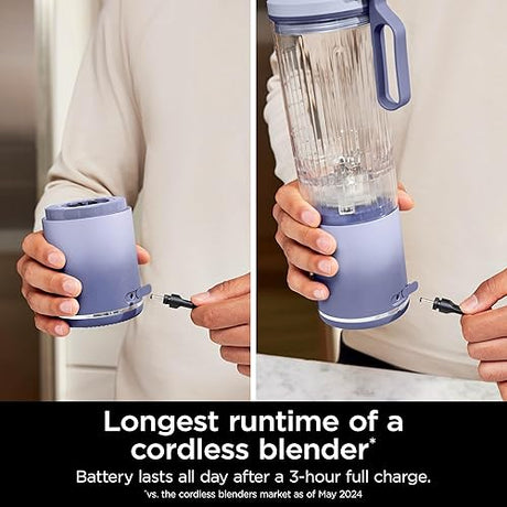 Ninja Blender, Blast Max, Cordless, Personal Blender for Smoothies, Frozen Drinks, Ice Crush, 22 oz. Removable Vessel, Leakproof Lid, BPA-Free, Dishwasher Safe, Auto-iQ Technology, Lavender, BC251CLD