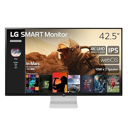 LG Smart Display 43SQ700S, 43 4K UHD(3840x2160) IPS Slim & Flat Style Stand, webOS Smart Monitor, 10Wx2 Speakers, Magic Remote Support, USB Type-C, AirPlay 2 + Screen Share + Bluetooth (CA Model)