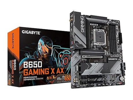 GIGABYTE B650 Gaming X AX (AM5/ LGA 1718/ AMD/ B650/ ATX/ 5-Year Warranty/ DDR5/ PCIe 4.0 M.2/ PCIe 4.0/ USB 3.2 Gen2x2 Type-C/AMD Wi-Fi 6E/ Realtek 2.5GbE LAN/Motherboard)