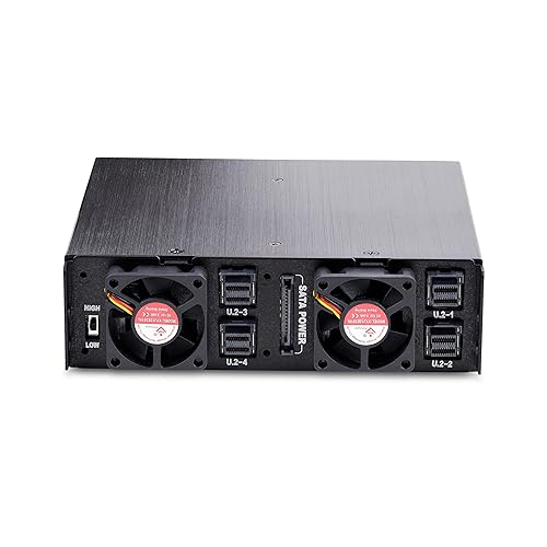 StarTech.com 4-Bay Backplane for U.2 Drives, Fits in a 5.25inch Bay, Mobile Rack Enclosure for 2.5inch U.2 (SFF-8639) NVMe SSDs, Includes Mini-SAS HD Cables/Removeable Trays (4U2525-SAS-BACKPLANE)