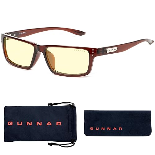 GUNNAR Optiks RIO-00201 Riot Computer Glasses, Block Blue Light, Anti-Glare, Minimize Digital Eye Strain, Prevent Headaches, Reduce Eye Fatigue and Sleep Better, Espresso/Amber