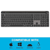 JLab Epic Wireless Keyboard, Black, 108 Keys, Connect Via Bluetooth or USB Wireless Dongle, Multi-Device Toggle, Soft Touch Keys, Smart Media Knob, Custom User Profiles, Rechargeable