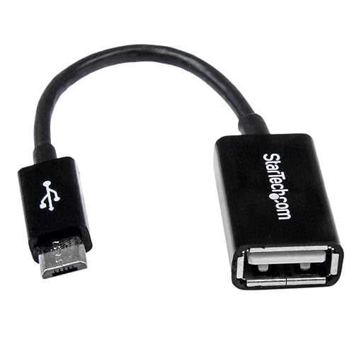 StarTech.com 5in Micro USB to USB OTG Host Adapter - Micro USB Male to USB A Female On-The-GO Host Cable Adapter (UUSBOTG) 1 Count (Pack of 1) Black