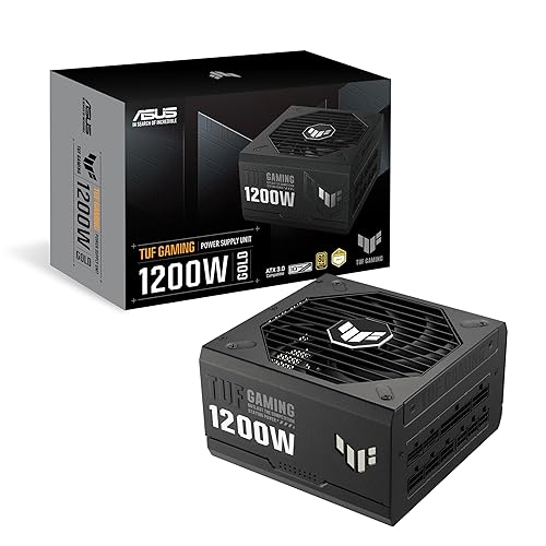 ASUS TUF Gaming 1200W Gold (1200 Watt, ATX 3.0 Compatible Fully Modular Power Supply, 80+ Gold Certified, Military-Grade Components, Dual Ball Bearing, Axial-tech Fan, PCB Coating, 10 Year Warranty)