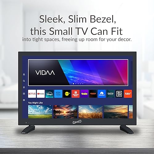 Supersonic SC-1920VTV 18.5inch Smart AC/DC LED TV, Powered by VIDAA, 1080p, WiFi, Built-in Speakers, USB, 3X HDMI ARC, for Kitchen, RV, Boat, Truck, Playroom, Dorm Room, Remote, DC Car Cord Included SC-1920VTV- 19 Smart TV