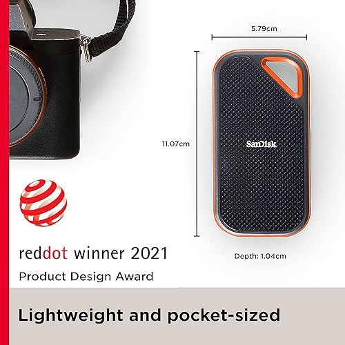 SanDisk 1TB Extreme PRO Portable SSD - Up to 2000MB/s - USB-C, USB 3.2 Gen 2x2, IP65 Water and Dust Resistance, Updated Firmware - External Solid State Drive - SDSSDE81-1T00-G25 1TB New Generation