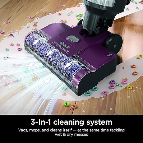 Shark WD100C HydroVac 3-in-1 Vacuum, mop & self-Cleaning System with Antimicrobial brushroll*, All-in-one Lightweight Corded Cleaner for Hard Floors & Area Rugs with Odour Neutralizer Wine Purple HydroVac Corded