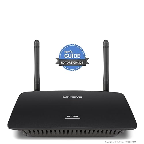 Linksys RE6500: AC1200, Dual-Band Wi-Fi Extender, Internet Booster, 4 Gigabit Ethernet Ports, Uninterrupted Streaming and Gaming (Black) AC1200 (Speed) RE6500 - 2,000 Sq. FT - 1200 Mbps