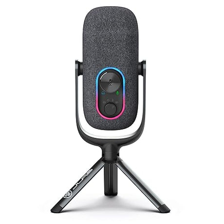 JLab Epic Talk USB Microphone, Black, USB-C Output, Cardioid, Omni, Stereo, and Bi-Directional, 192k Sample Rate, Volume Control, Gain Control, and Quick Mute, 3.5mm AUX, Plug and Play