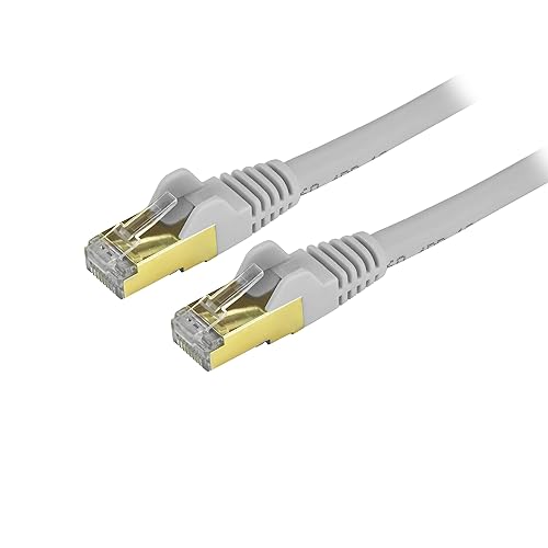 StarTech.com 4ft CAT6a Ethernet Cable - 10 Gigabit Shielded Snagless RJ45 100W PoE Patch Cord - 10GbE STP Network Cable w/Strain Relief - Gray Fluke Tested/Wiring is UL Certified/TIA (C6ASPAT4GR) 4 ft / 1.3m Gray