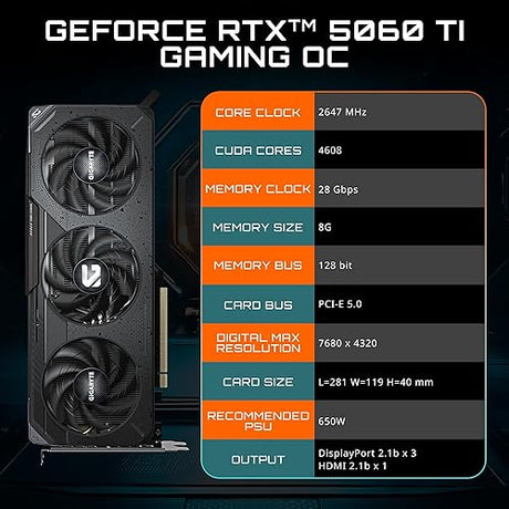 GIGABYTE GeForce RTX 5060 Ti Gaming OC 8G