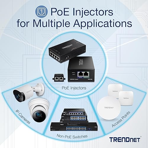 TRENDnet 10G PoE++ Injector, Supplies PoE (15.4W), PoE+ (30W), or PoE++ (90W), Converts a Non-PoE Port to A PoE ++ 10G Port, Metal Housing, Black, TPE-319GI 10G 90W