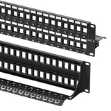 Cable Matters Rackmount or Wall Mount 2U 48 Port Keystone Patch Panel with Cable Management and Support Bar, 19-inch Blank Patch Panel for Keystone Jacks